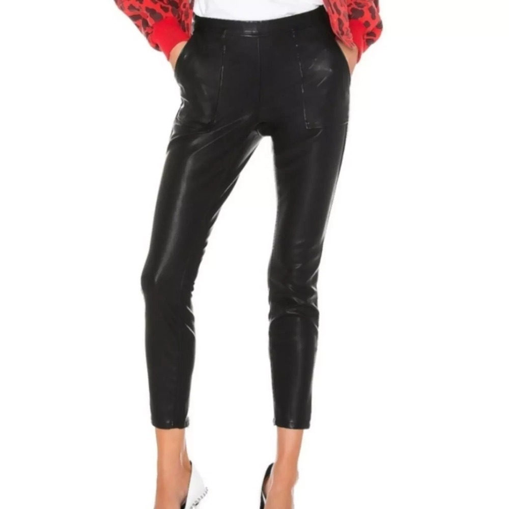 Blank NYC Womens Vegan Leather Pants The Bond Skinny Pockets Ankle Zipper Sz 26*